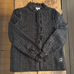 Elegant Black Lace Crochet Style Joie Top